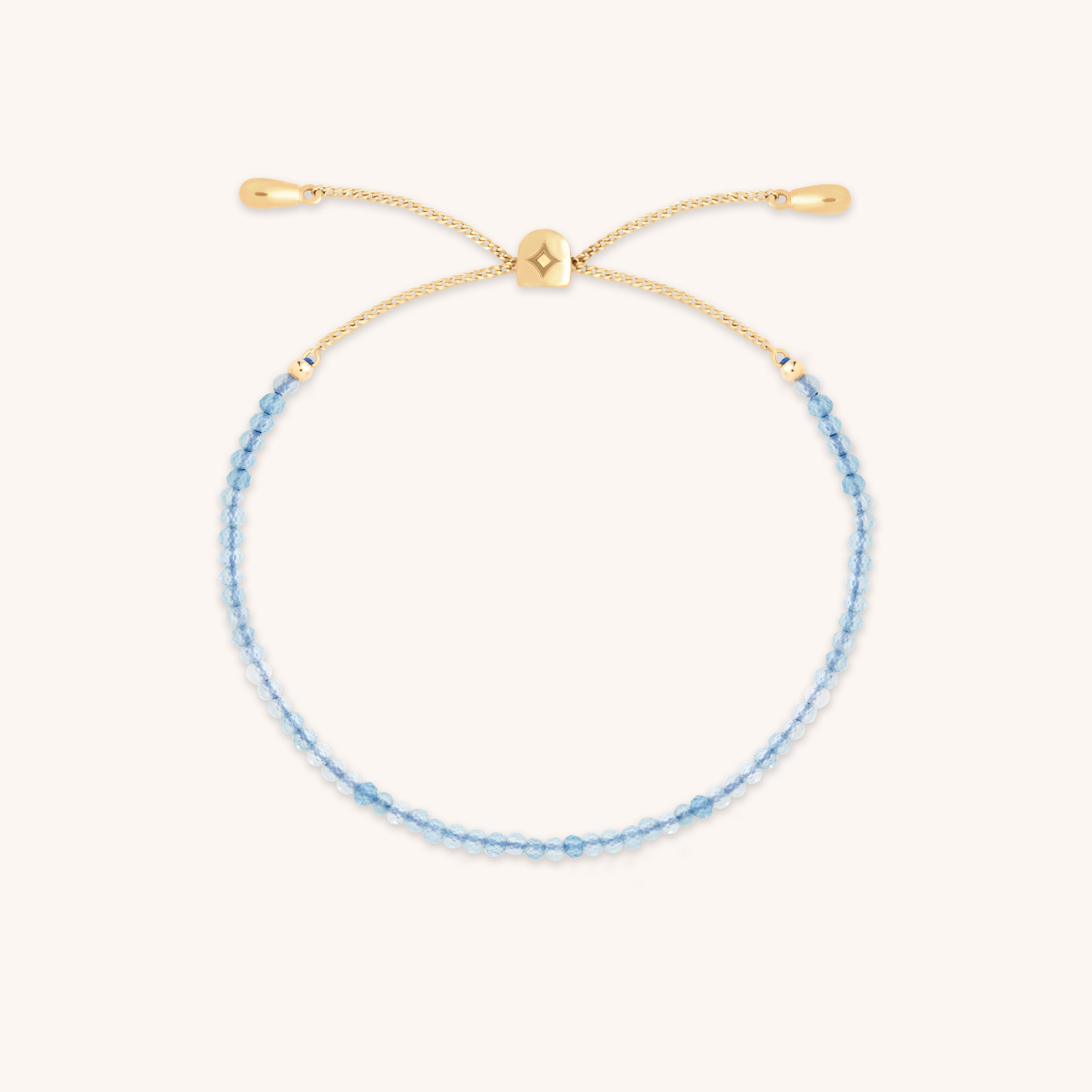 Aquamarine March Beaded Bracelet in Solid Gold-Astrid & Miyu