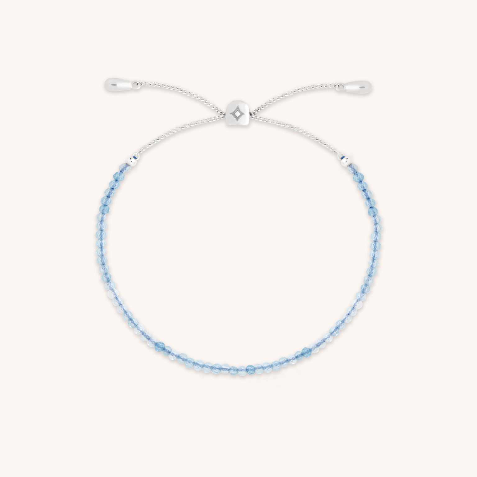 Aquamarine March Beaded Bracelet in Solid White Gold-Astrid & Miyu