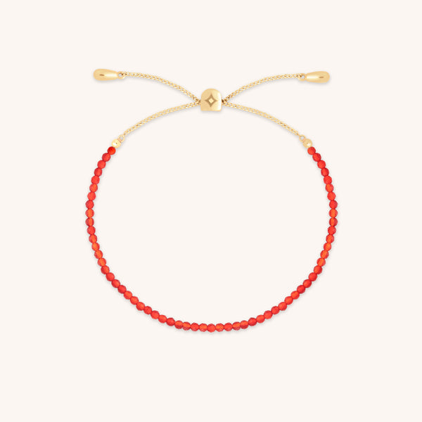 Carnelian July Beaded Bracelet in Solid Gold-Astrid & Miyu