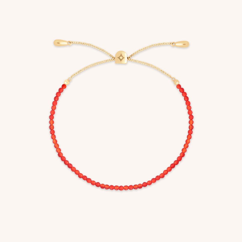 Carnelian July Beaded Bracelet in Solid Gold-Astrid & Miyu