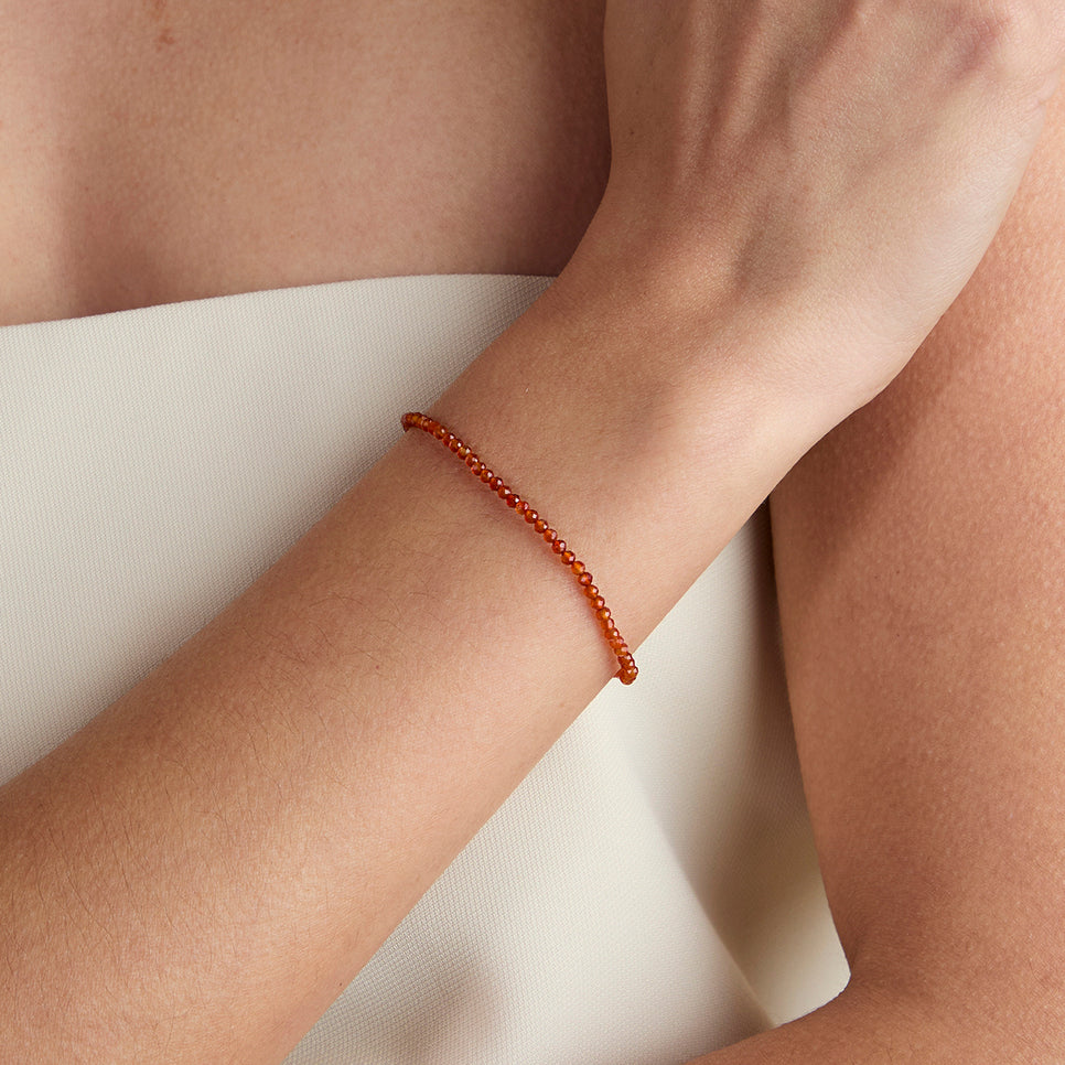 Carnelian July Beaded Bracelet in Solid Gold-Astrid & Miyu