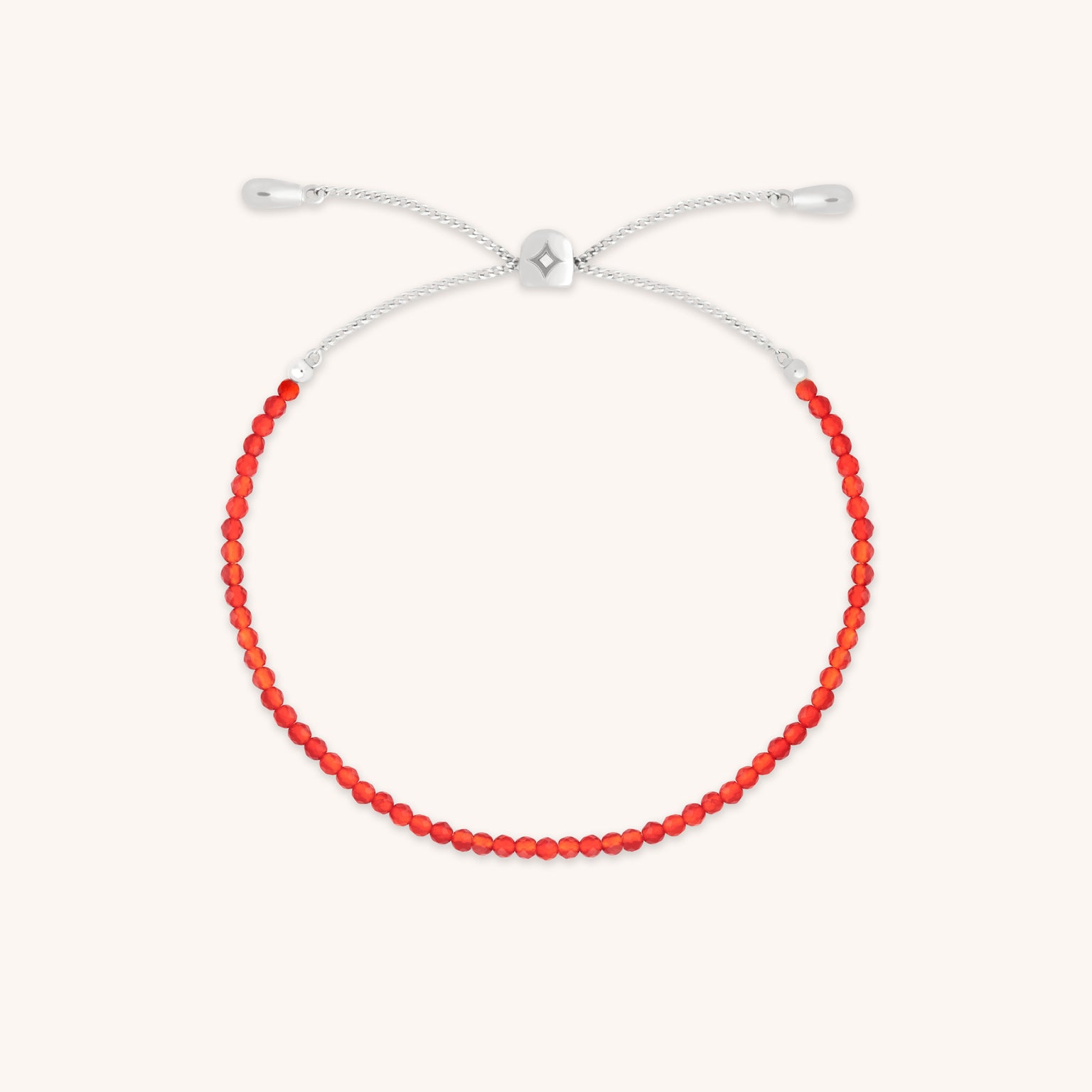 Carnelian July Beaded Bracelet in Solid White Gold-Astrid & Miyu