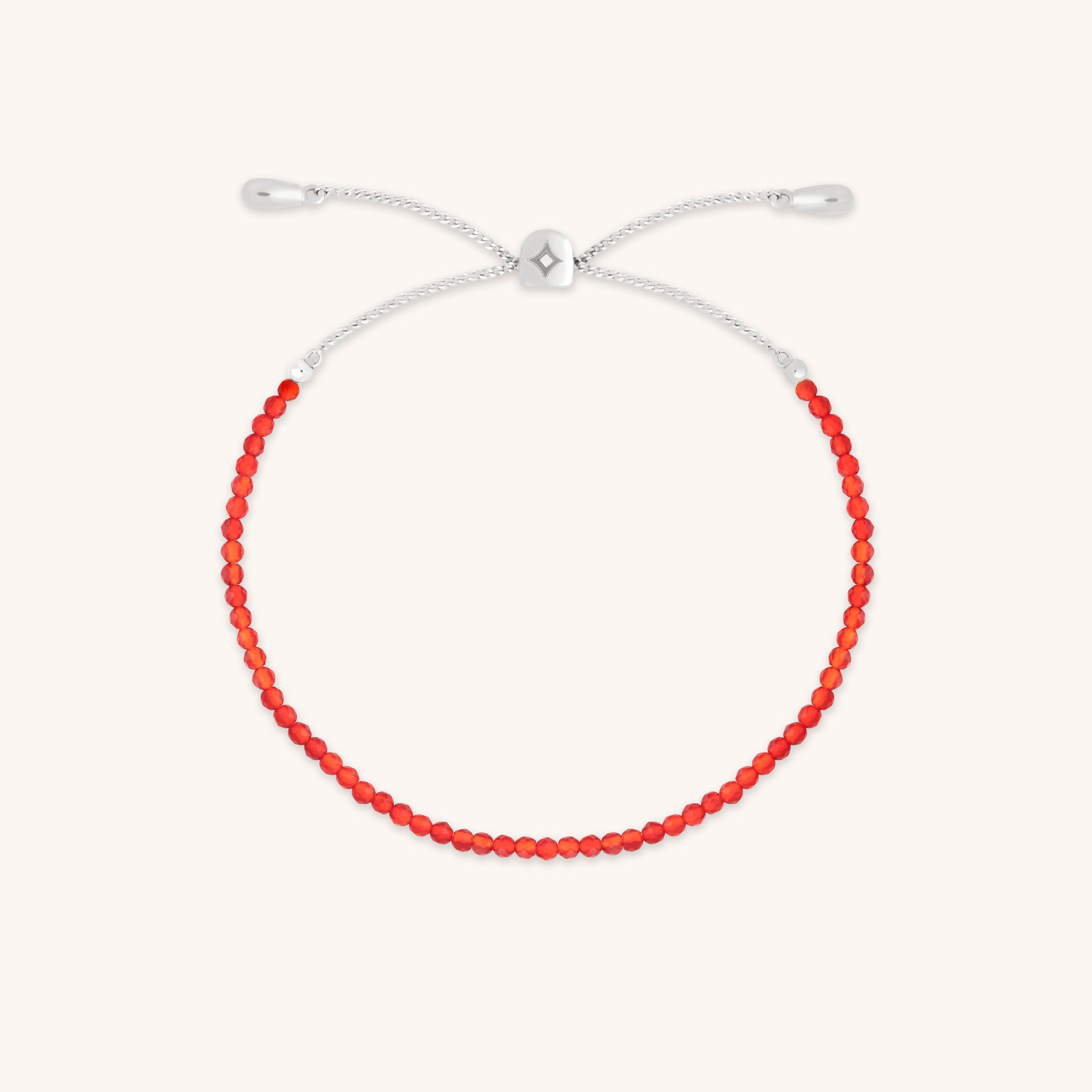 Carnelian July Beaded Bracelet in Solid White Gold-Astrid & Miyu