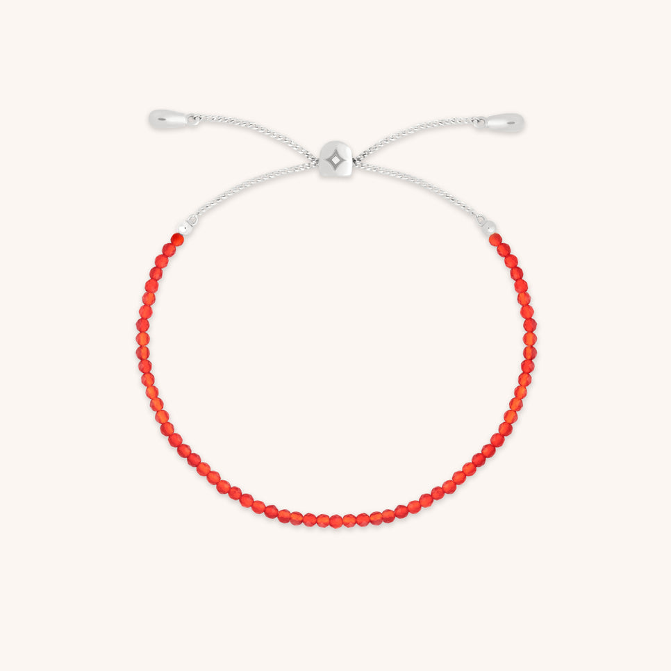 Carnelian July Beaded Bracelet in Solid White Gold-Astrid & Miyu