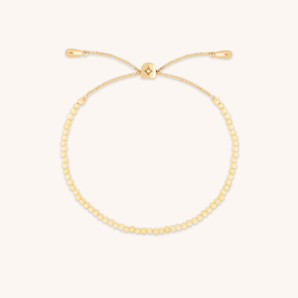 Citrine November Beaded Bracelet in Solid Gold-Astrid & Miyu