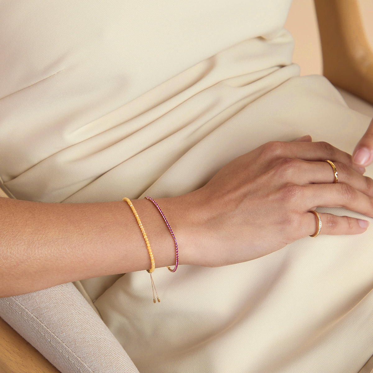 Citrine November Beaded Bracelet in Solid Gold-Astrid & Miyu