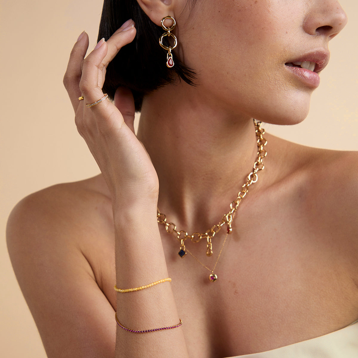 Citrine November Beaded Bracelet in Solid Gold-Astrid & Miyu