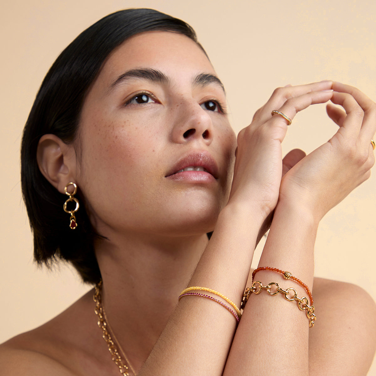 Citrine November Beaded Bracelet in Solid Gold-Astrid & Miyu