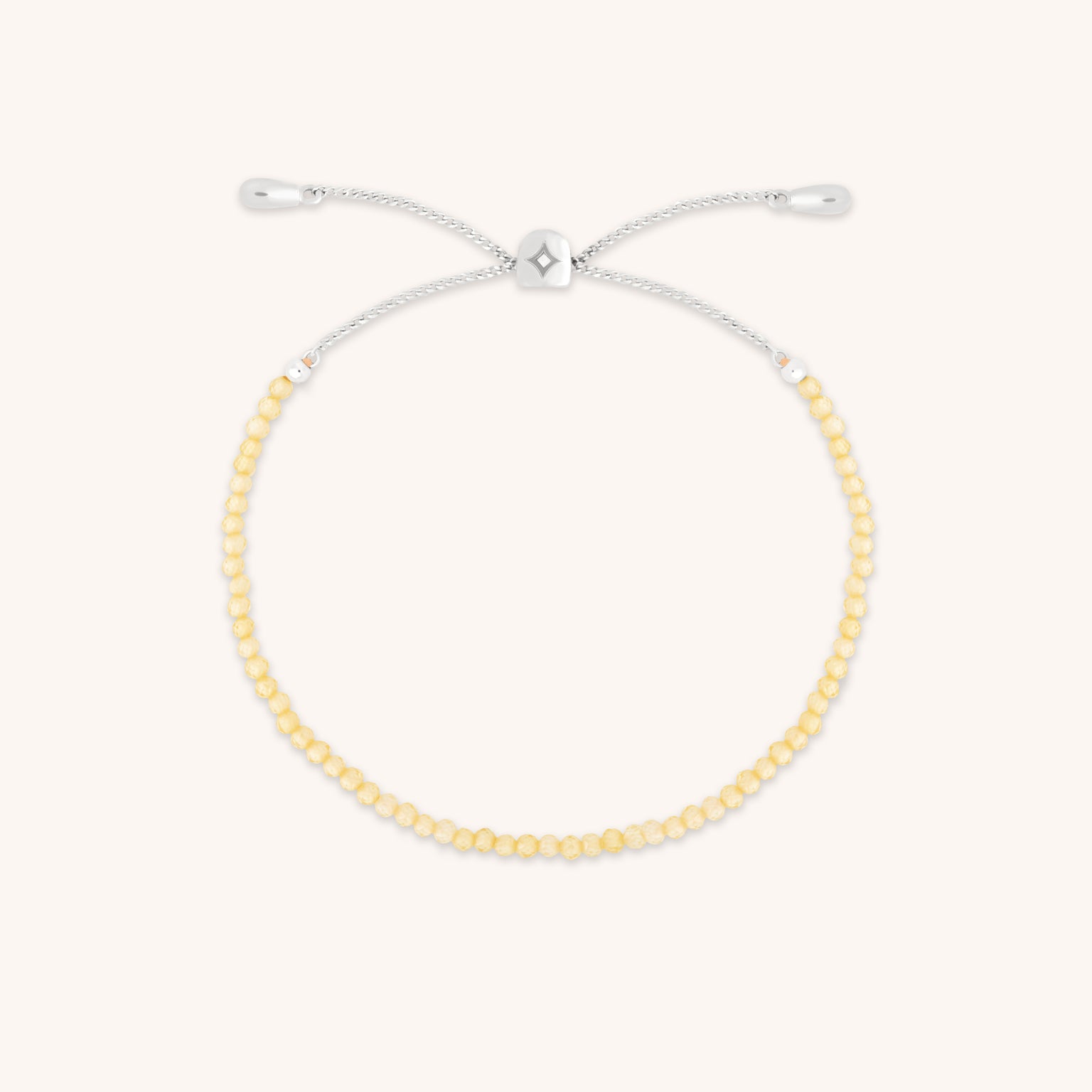 Citrine November Beaded Bracelet in Solid White Gold-Astrid & Miyu