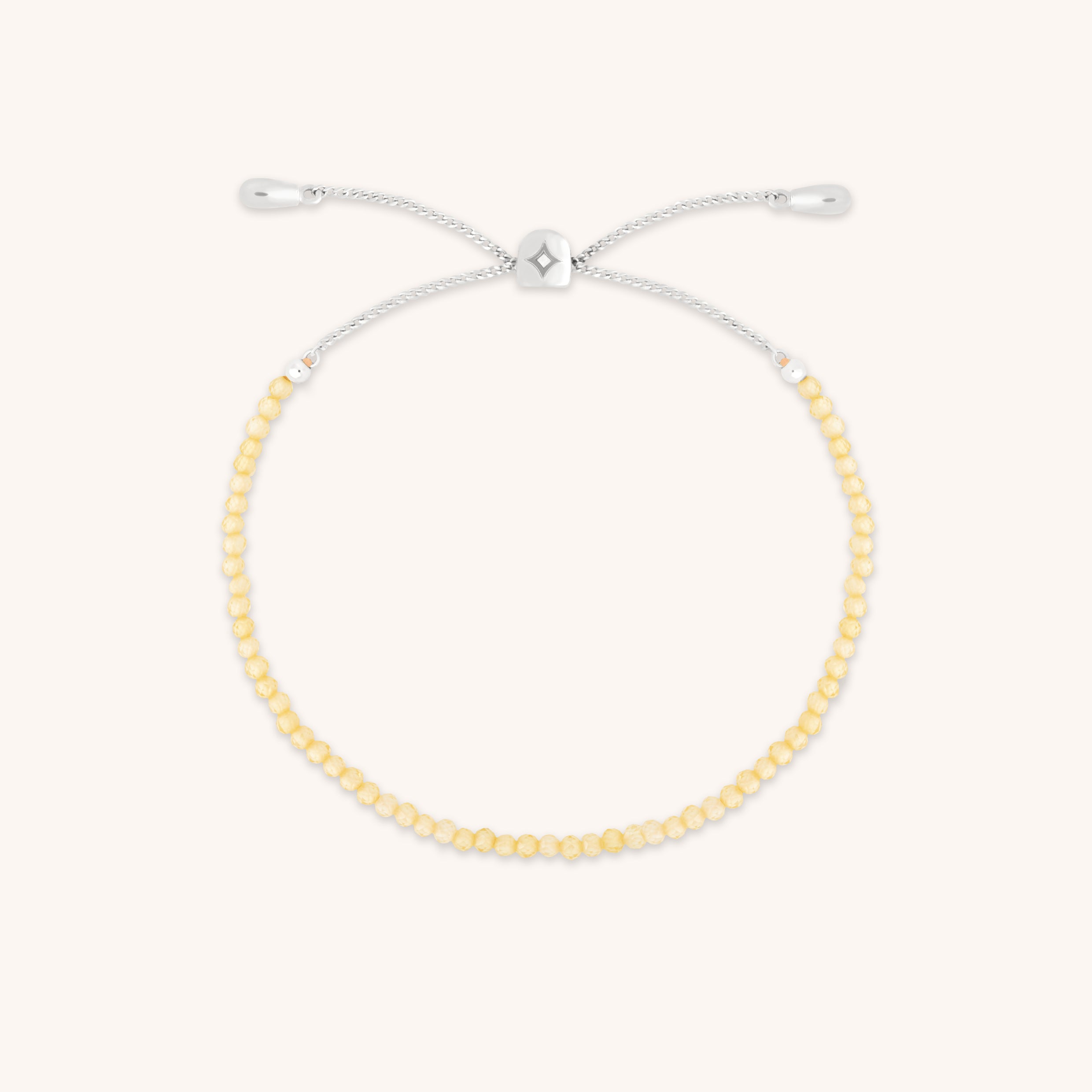 Citrine November Beaded Bracelet in Solid White Gold-Astrid & Miyu