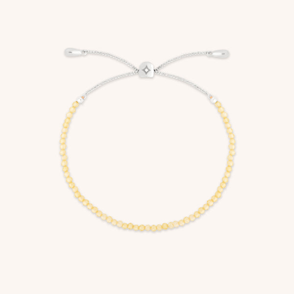 Citrine November Beaded Bracelet in Solid White Gold-Astrid & Miyu