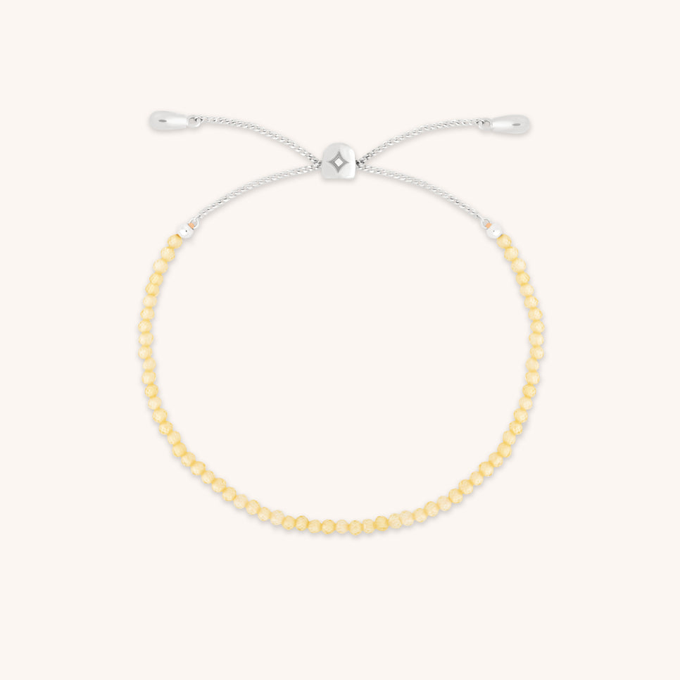 Citrine November Beaded Bracelet in Solid White Gold-Astrid & Miyu