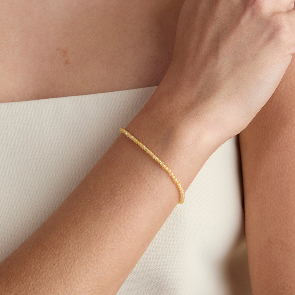 Citrine November Beaded Bracelet in Solid White Gold-Astrid & Miyu