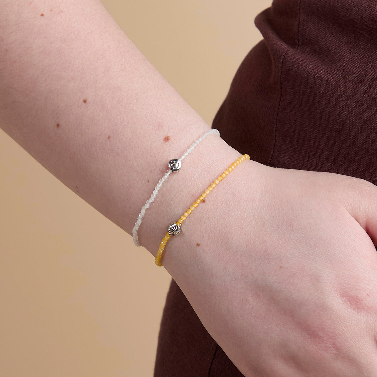 Citrine November Beaded Bracelet in Solid White Gold-Astrid & Miyu