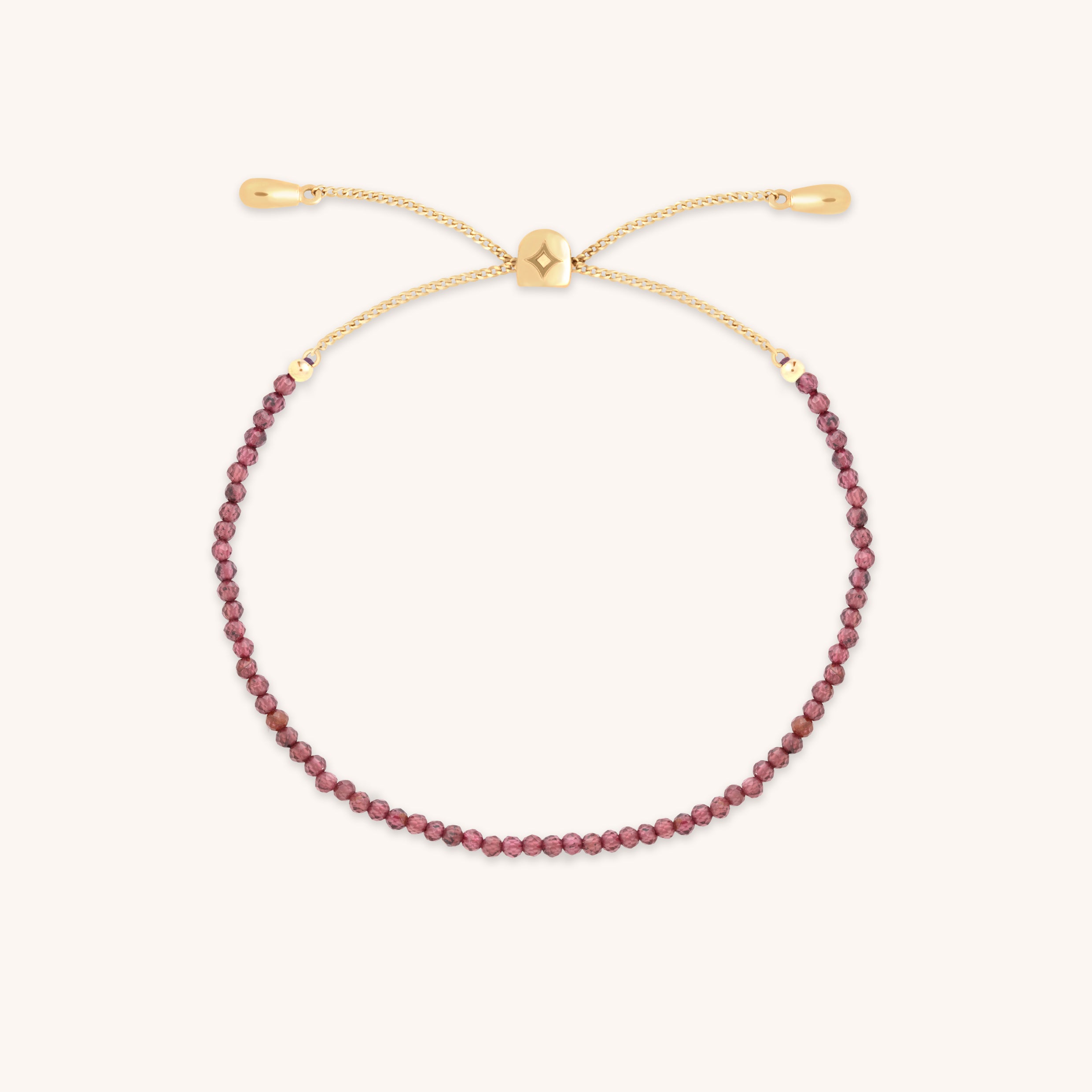 Garnet January Beaded Bracelet in Solid Gold-Astrid & Miyu