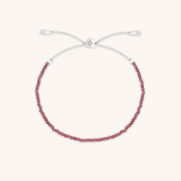 Garnet January Beaded Bracelet in Solid White Gold-Astrid & Miyu