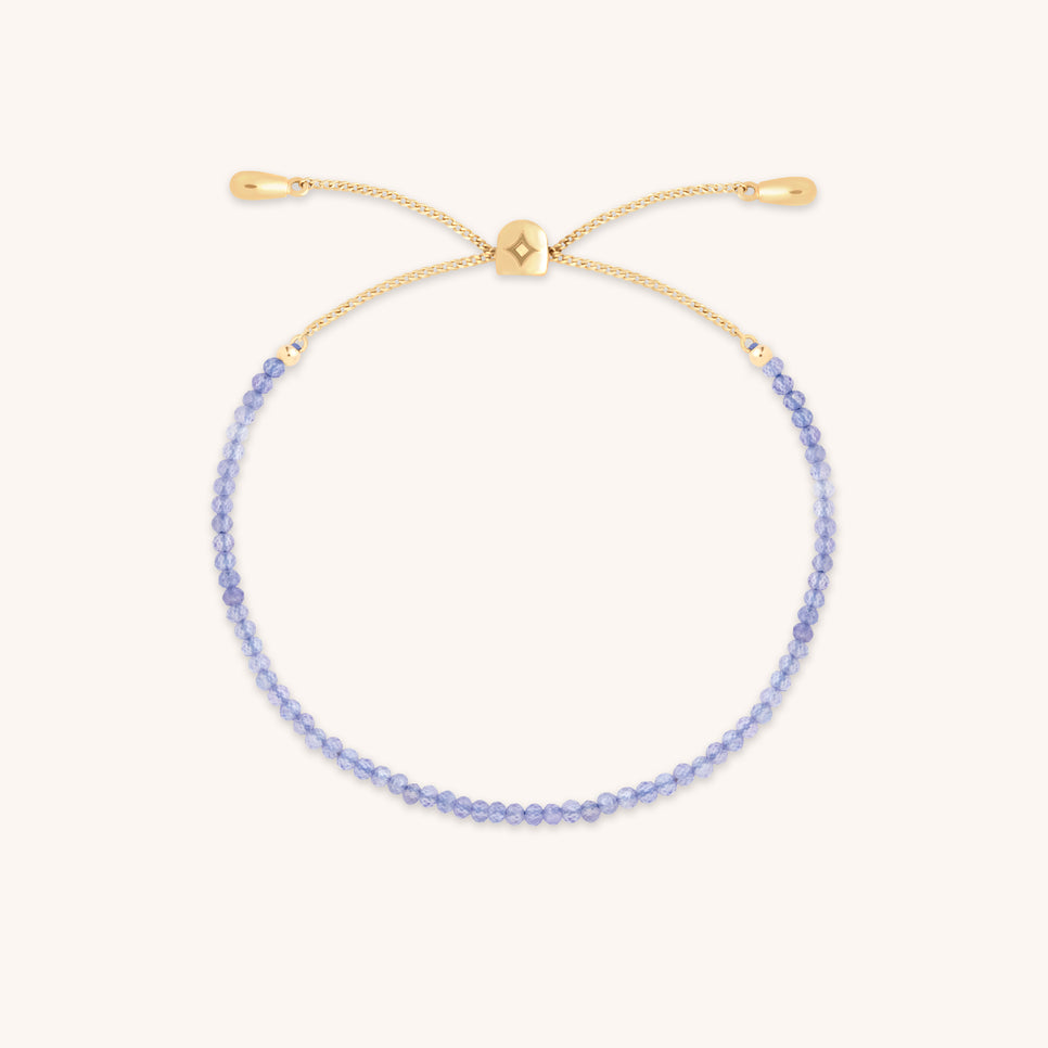 Tanzanite December Beaded Bracelet in Solid Gold-Astrid & Miyu