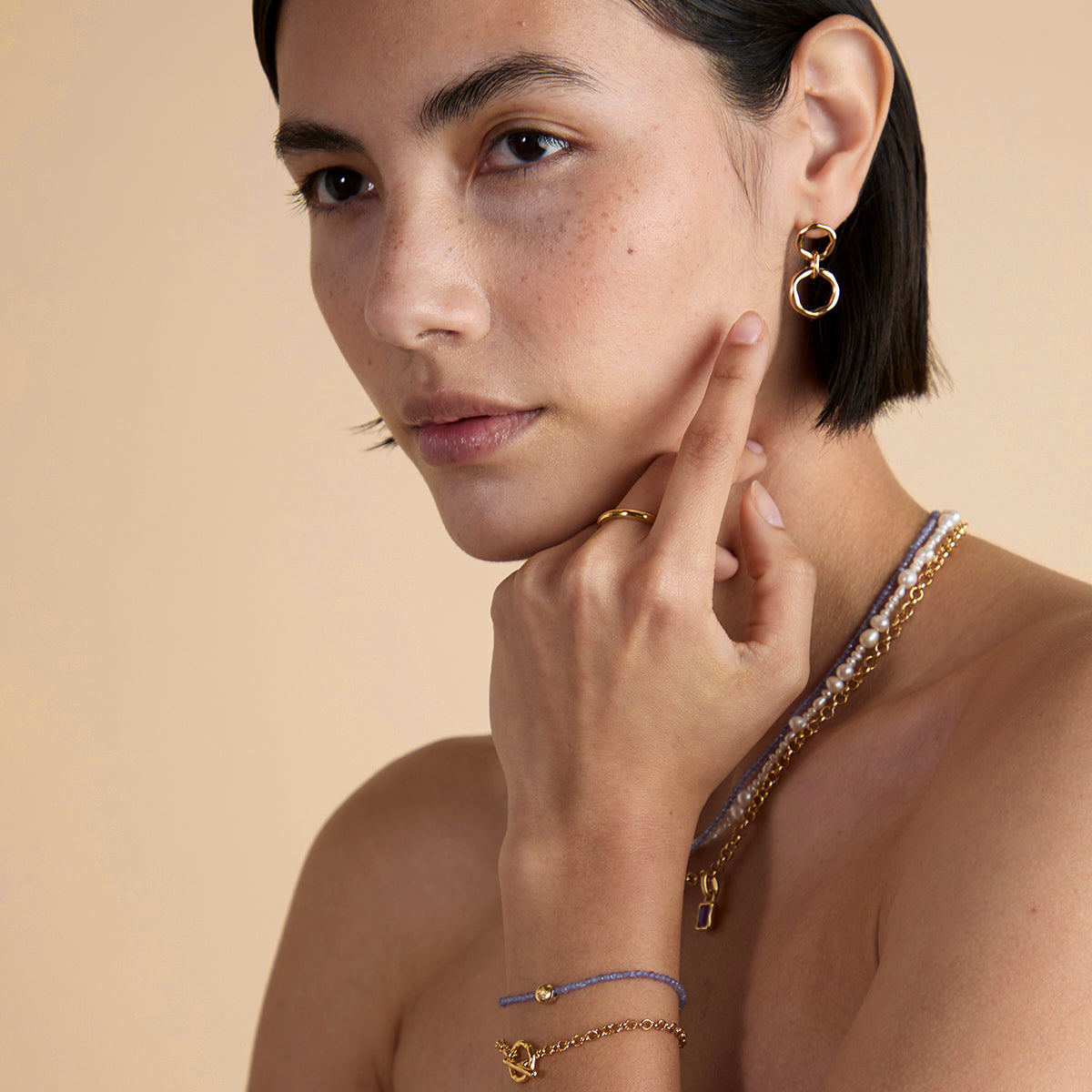 Tanzanite December Beaded Bracelet in Solid Gold-Astrid & Miyu