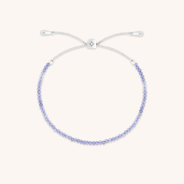 Tanzanite December Beaded Bracelet in Solid White Gold-Astrid & Miyu