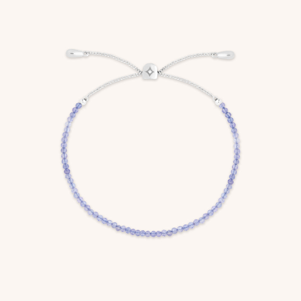 Tanzanite December Beaded Bracelet in Solid White Gold-Astrid & Miyu