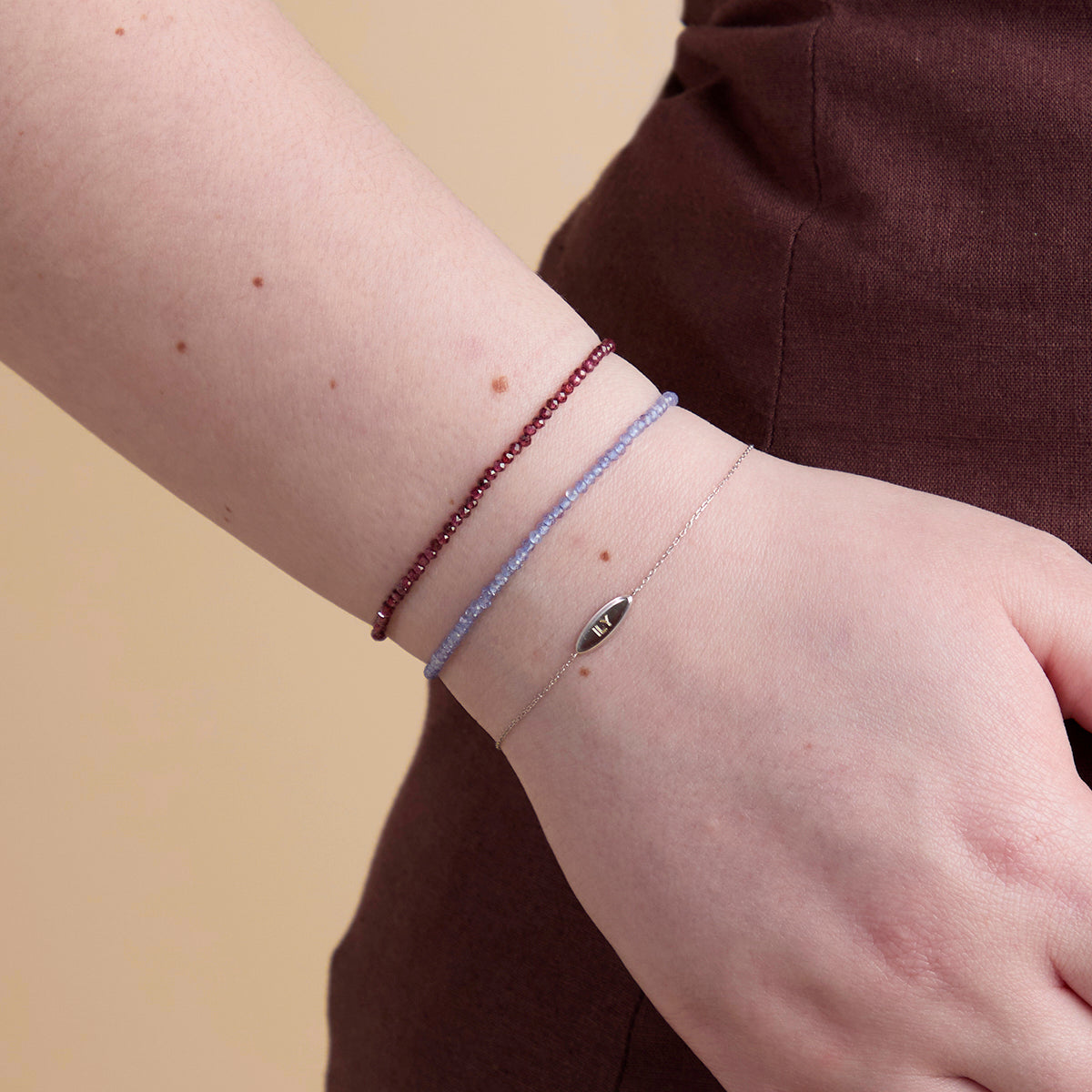 Tanzanite December Beaded Bracelet in Solid White Gold-Astrid & Miyu