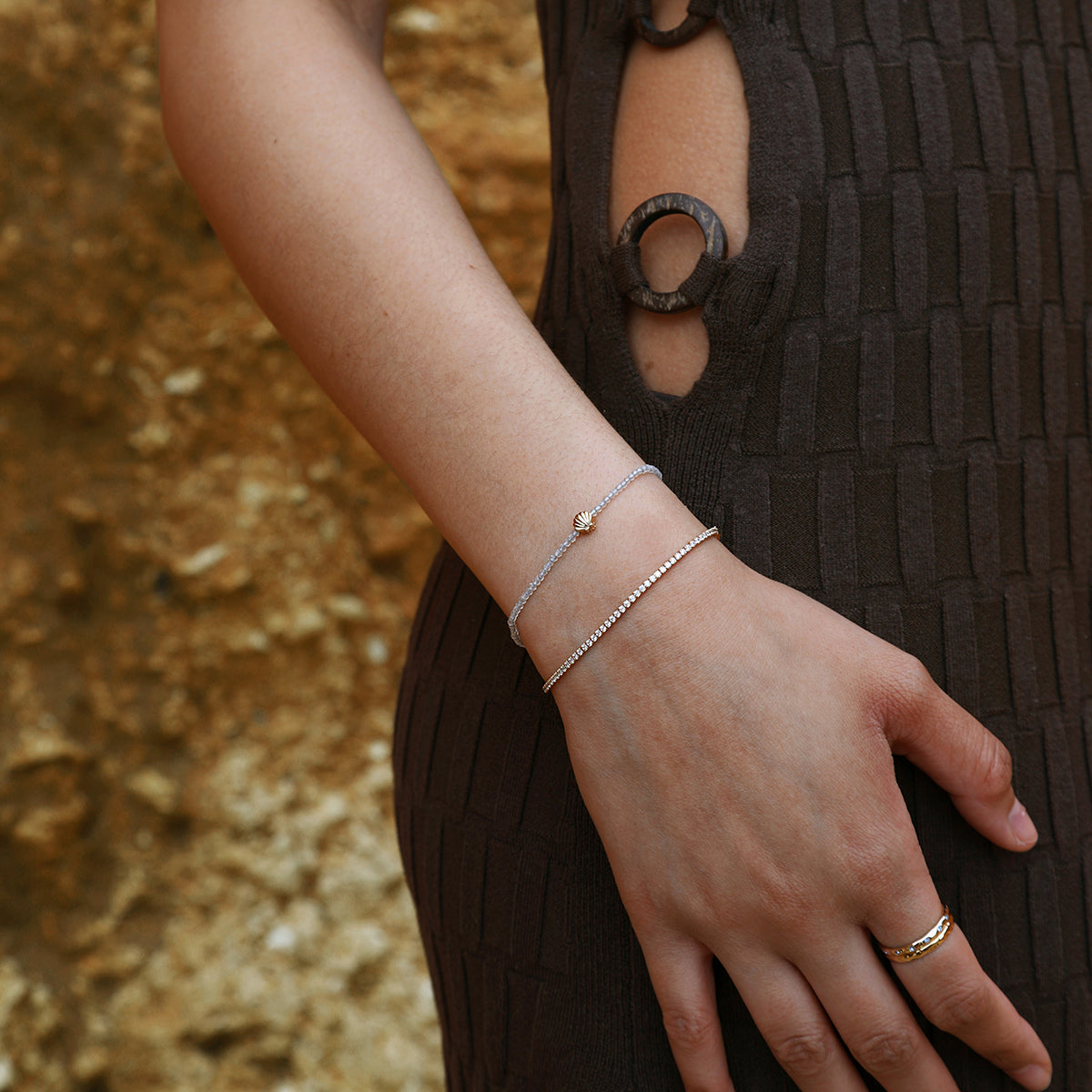 Topaz April Beaded Bracelet in Solid Gold-Astrid & Miyu