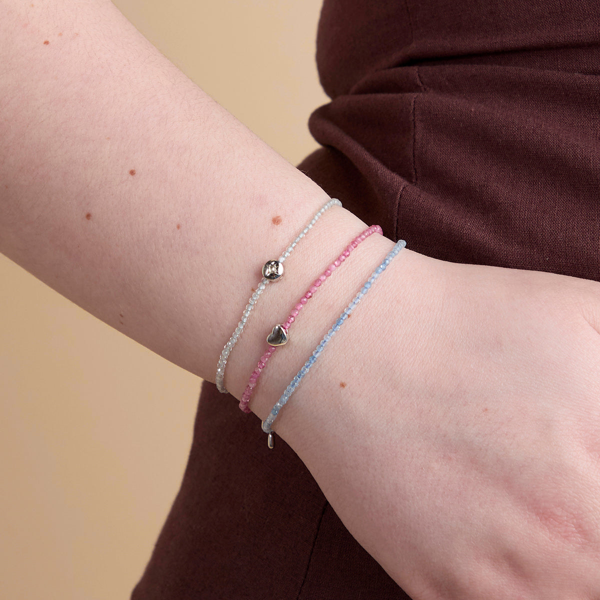 Topaz April Beaded Bracelet in Solid White Gold-Astrid & Miyu