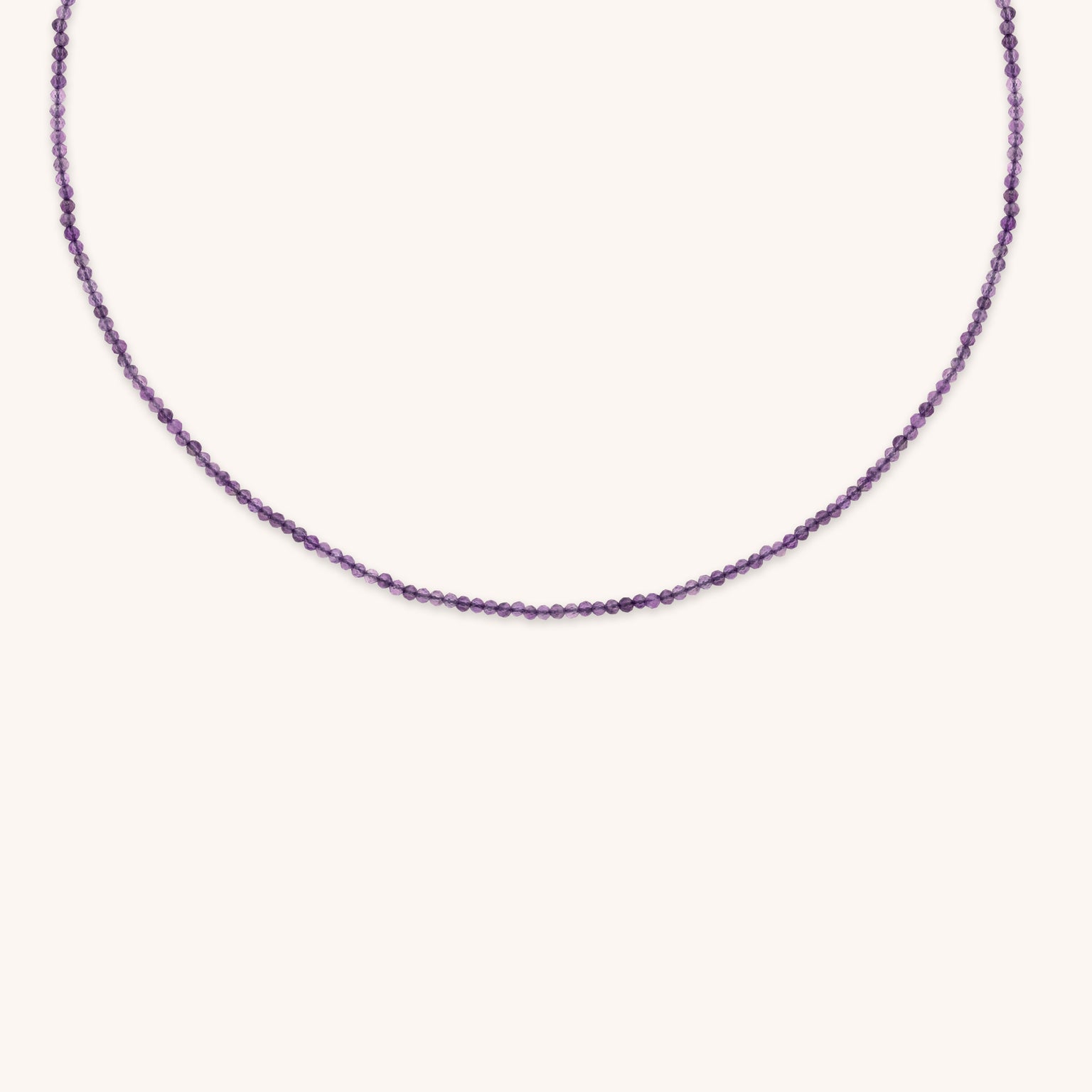 Amethyst February Beaded Necklace in Solid Gold-Astrid & Miyu