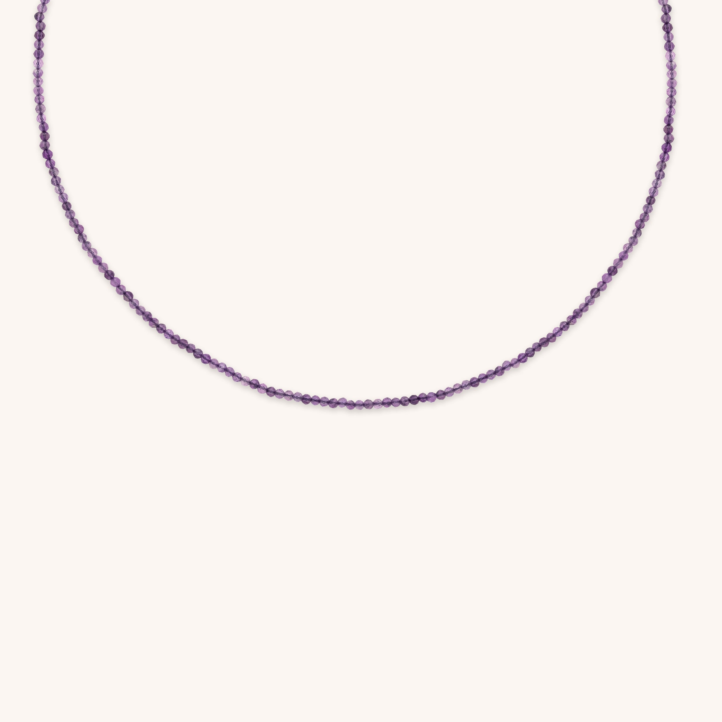 Amethyst February Beaded Necklace in Solid Gold-Astrid & Miyu