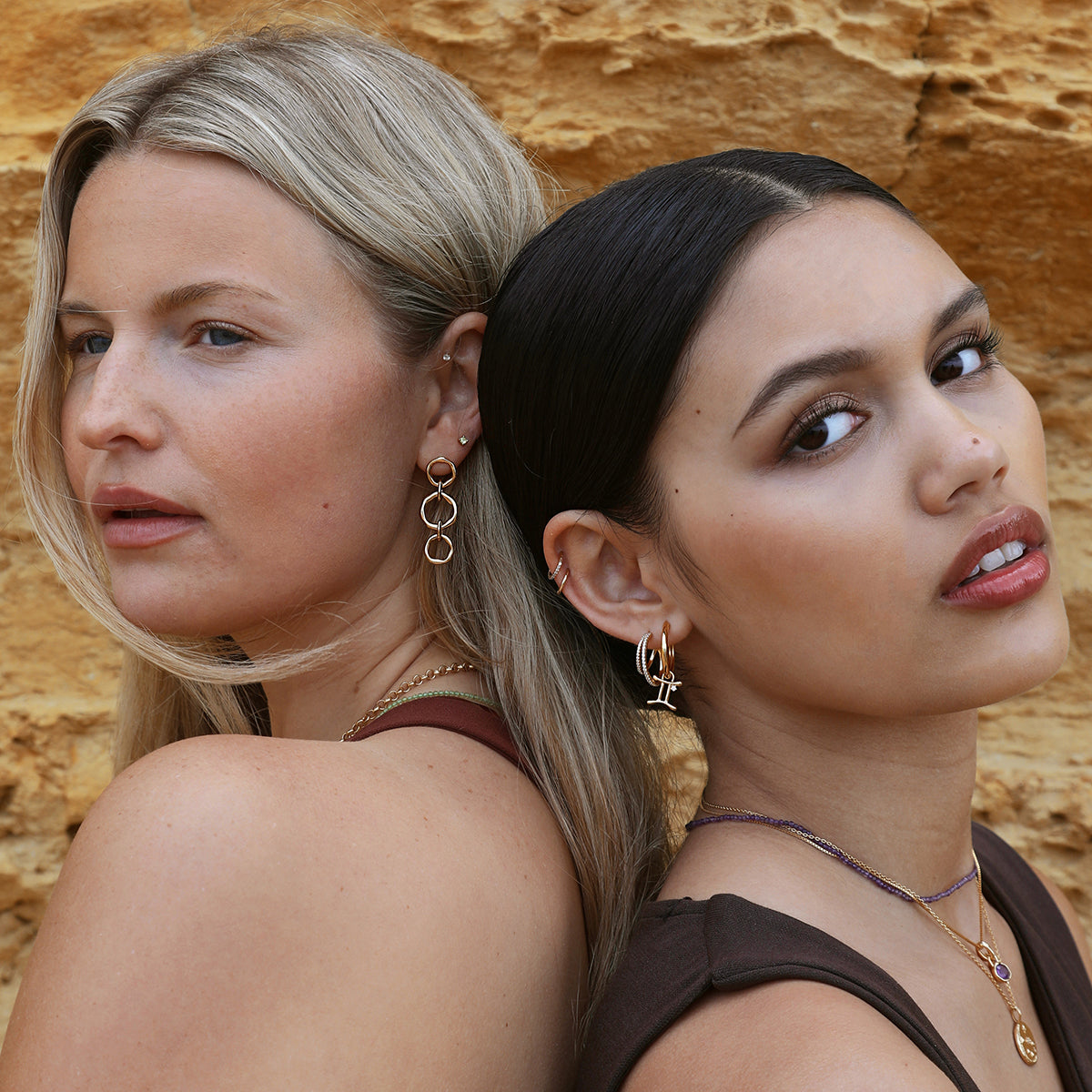 Amethyst February Beaded Necklace in Solid Gold-Astrid & Miyu