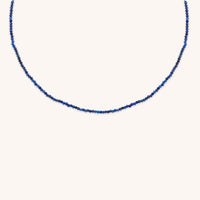 Lazurite September Beaded Necklace in Solid Gold-Astrid & Miyu