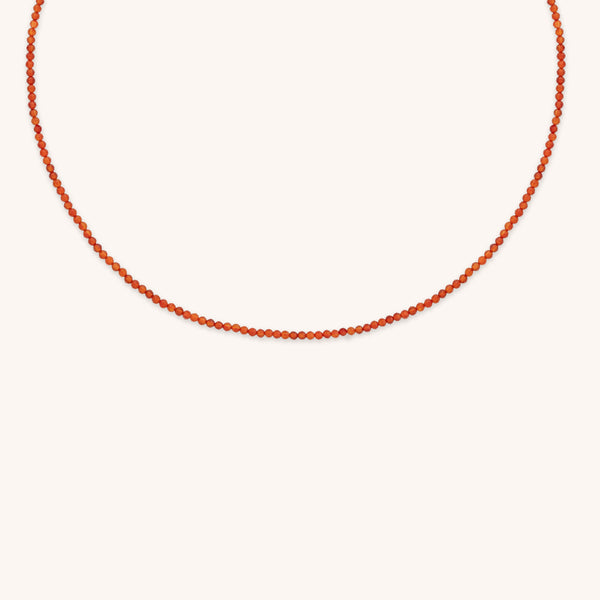 Carnelian July Beaded Necklace in Solid Gold-Astrid & Miyu