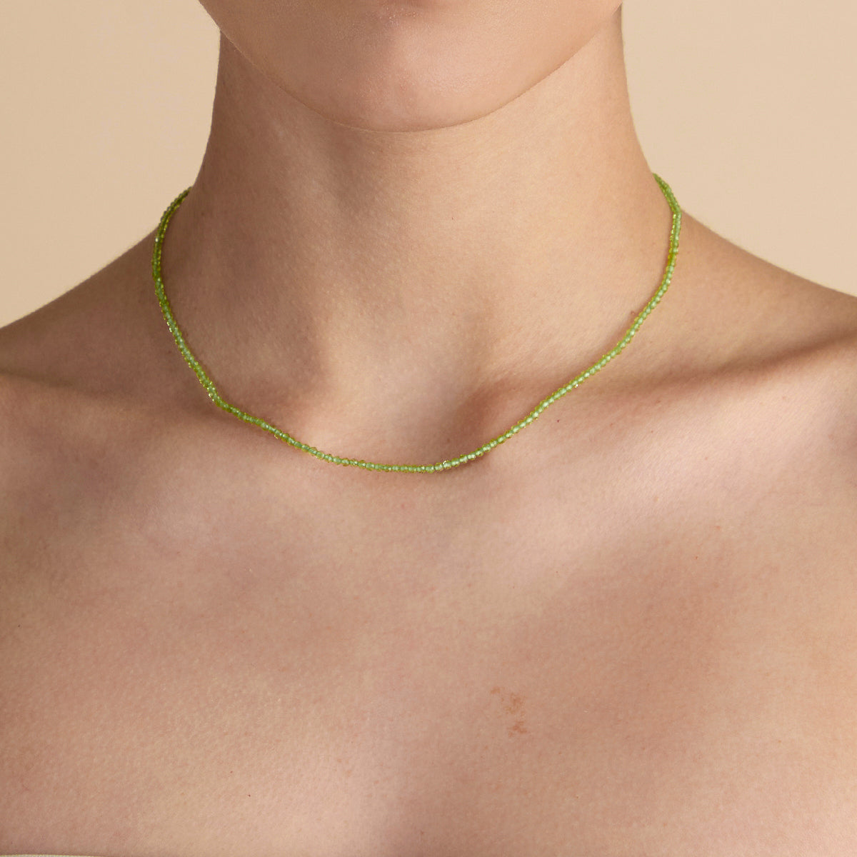 Peridot August Beaded Necklace in Solid Gold-Astrid & Miyu