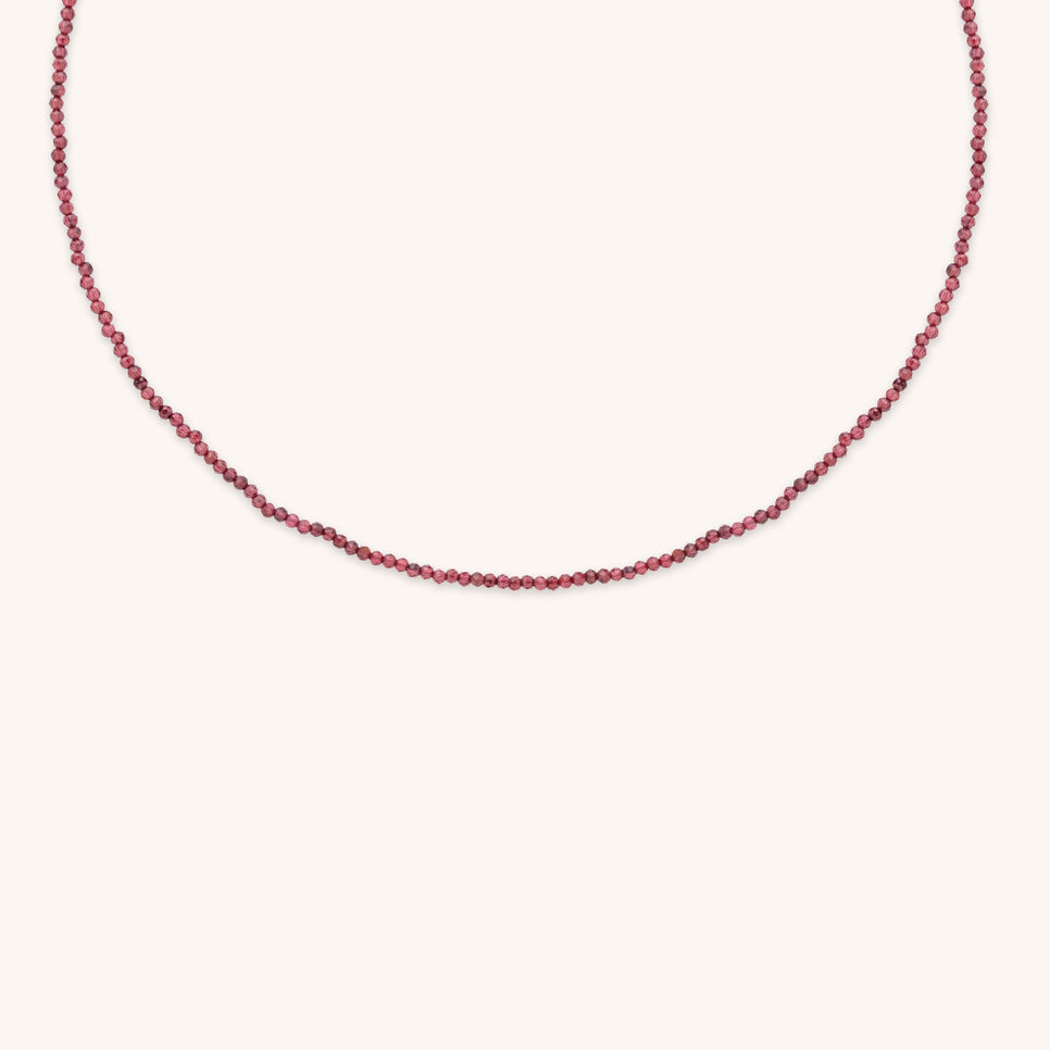 Garnet January Beaded Necklace in Solid Gold-Astrid & Miyu