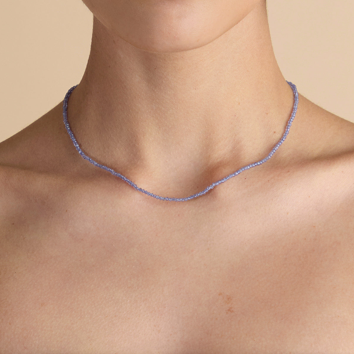 Tanzanite December Beaded Necklace in Solid Gold-Astrid & Miyu