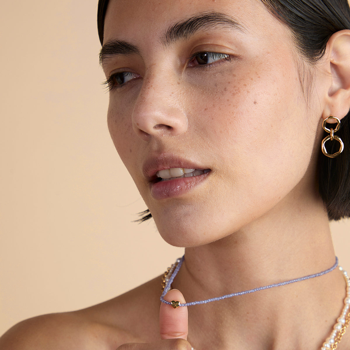 Tanzanite December Beaded Necklace in Solid Gold-Astrid & Miyu