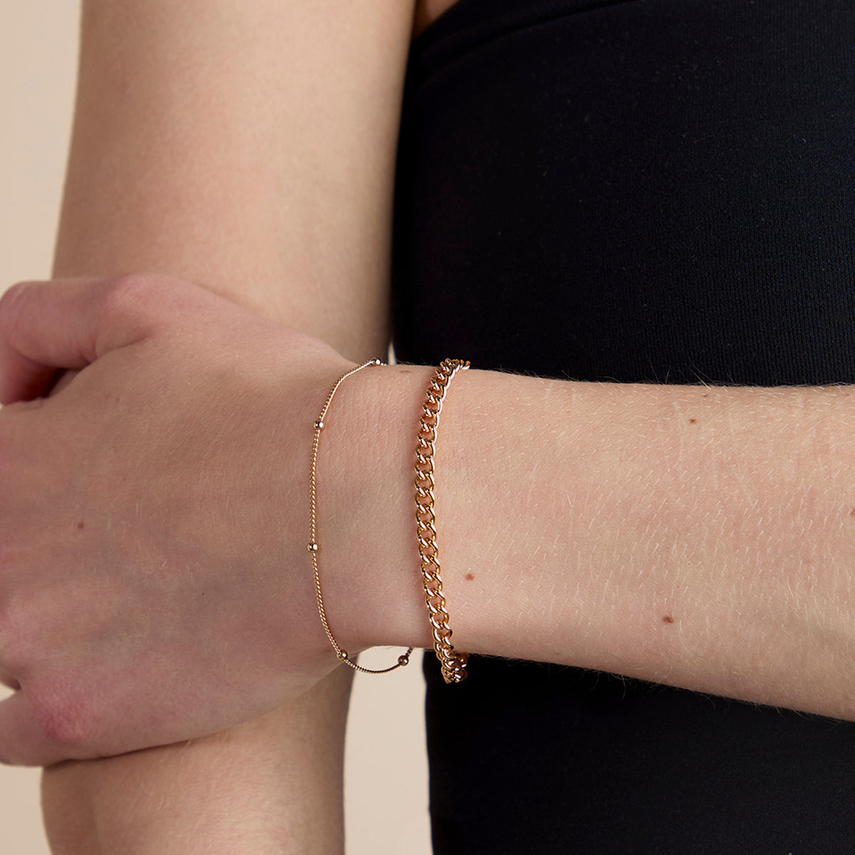 Essential Beaded Chain Bracelet in Gold-Astrid & Miyu