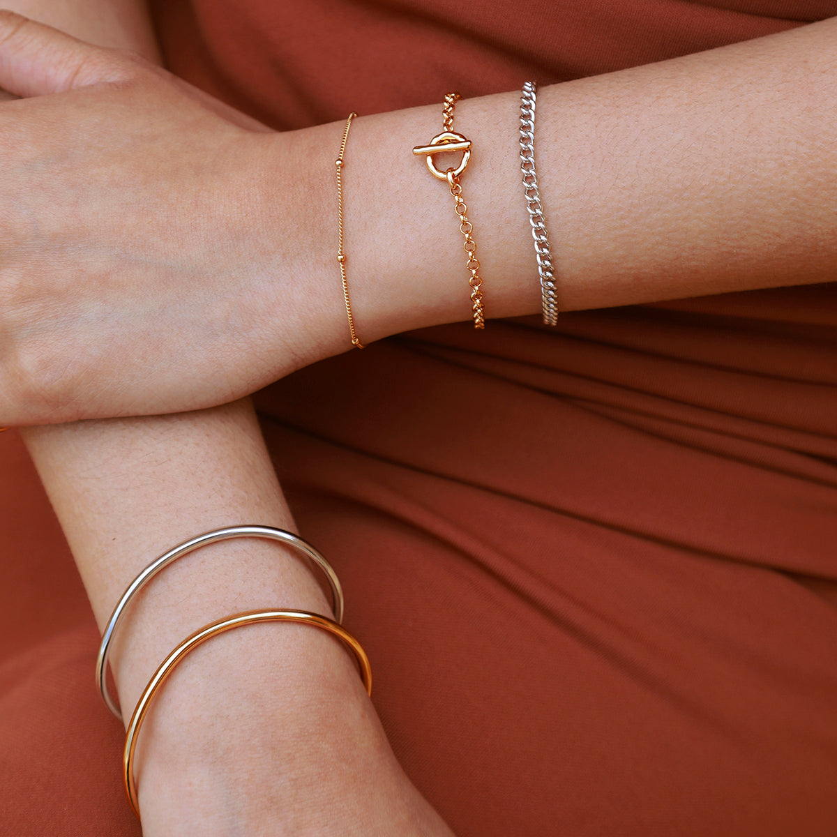 Essential Beaded Chain Bracelet in Gold-Astrid & Miyu