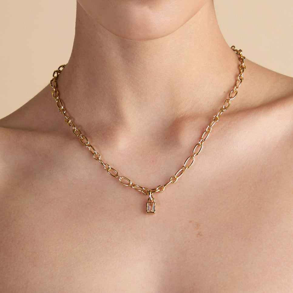 White Topaz April Clip Charm in Gold-Astrid & Miyu