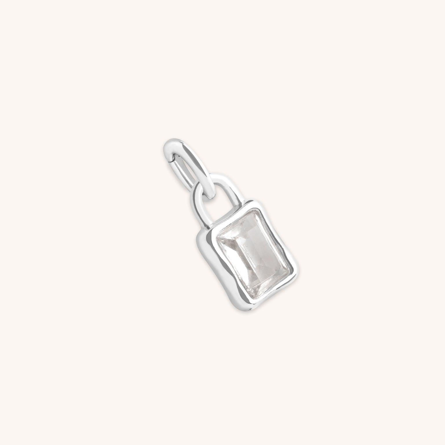 White Topaz April Clip Charm in Silver-Astrid & Miyu