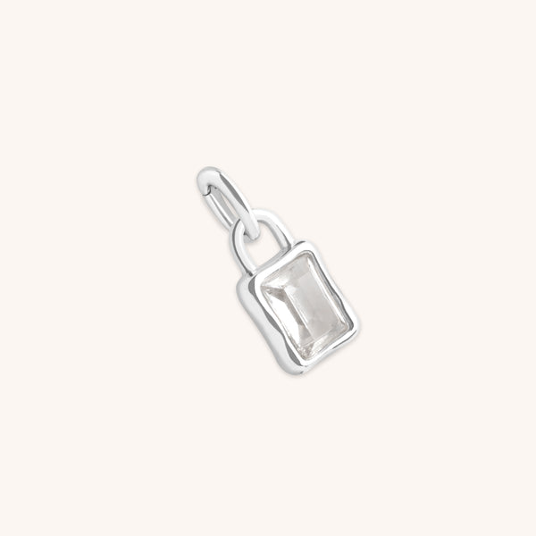 White Topaz April Clip Charm in Silver-Astrid & Miyu
