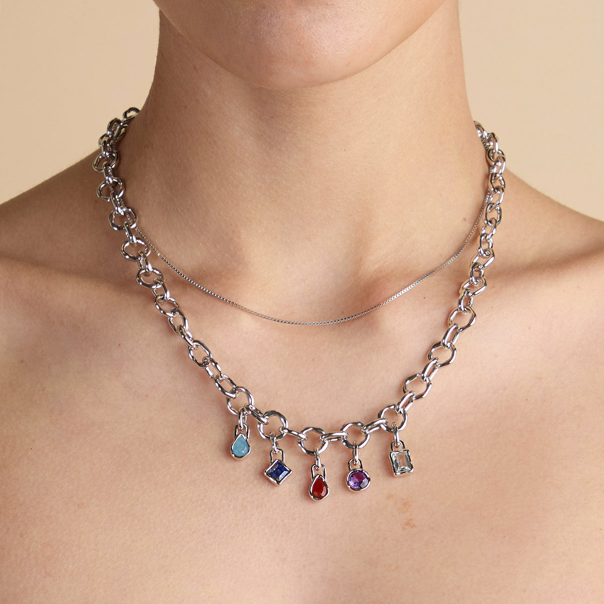 White Topaz April Clip Charm in Silver-Astrid & Miyu