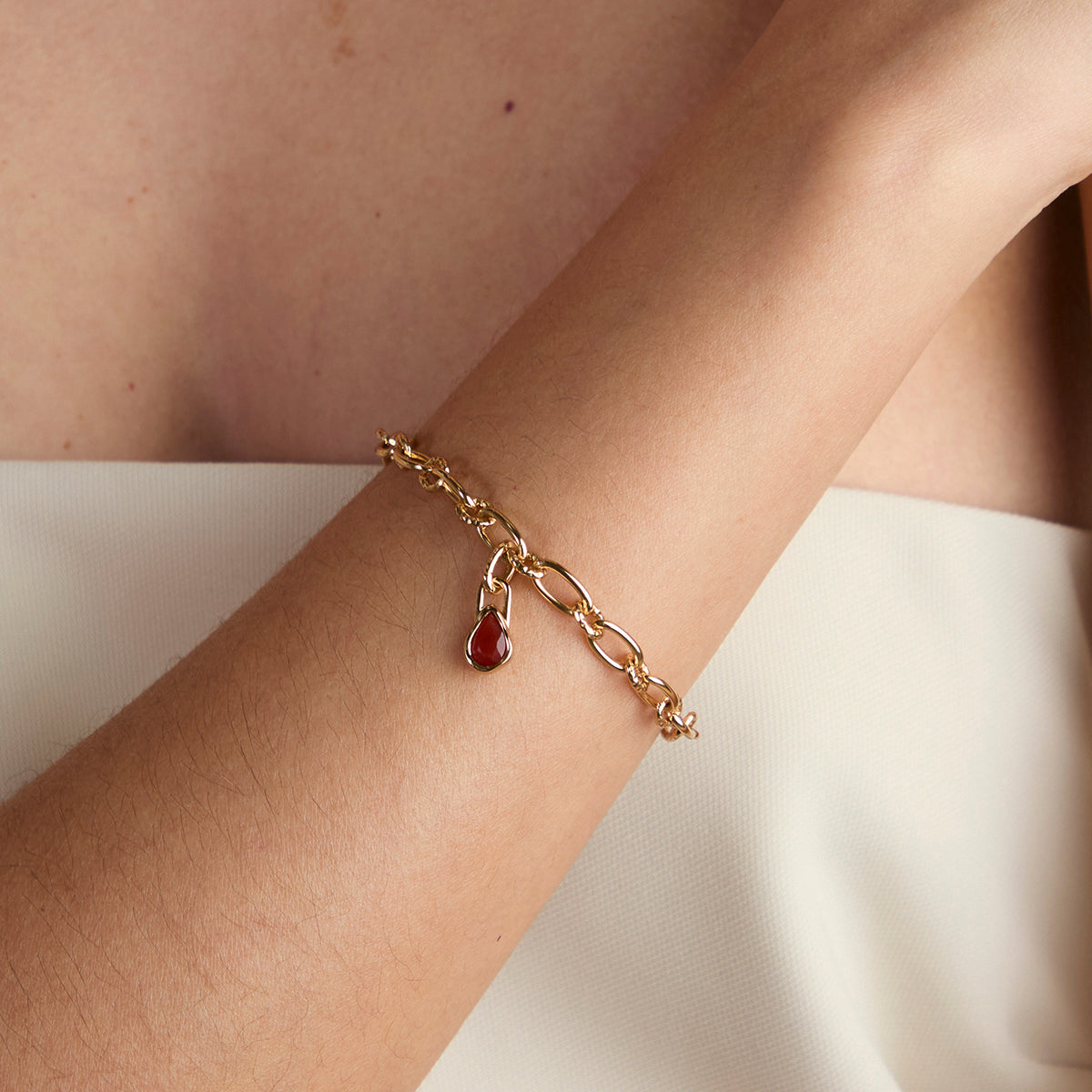 Red Chalcedony July Clip Charm in Gold-Astrid & Miyu