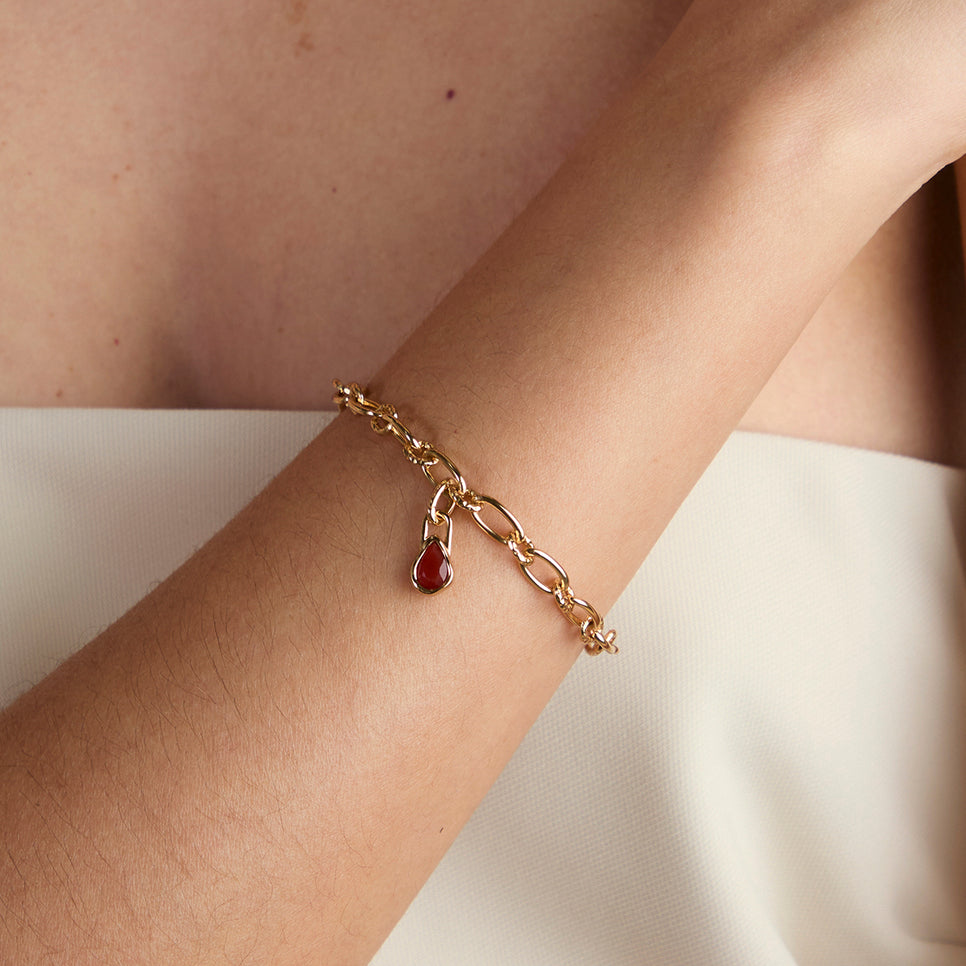 Red Chalcedony July Clip Charm in Gold-Astrid & Miyu