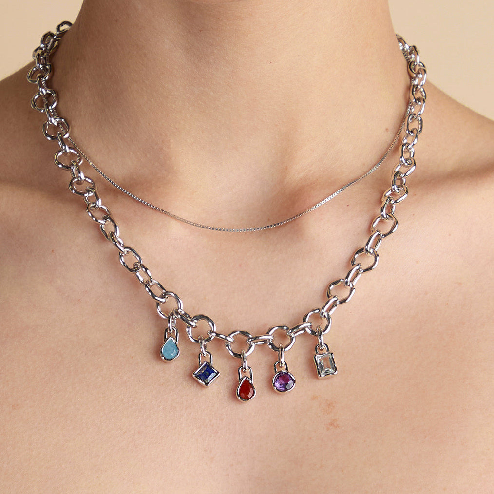 Red Chalcedony July Clip Charm in Silver-Astrid & Miyu