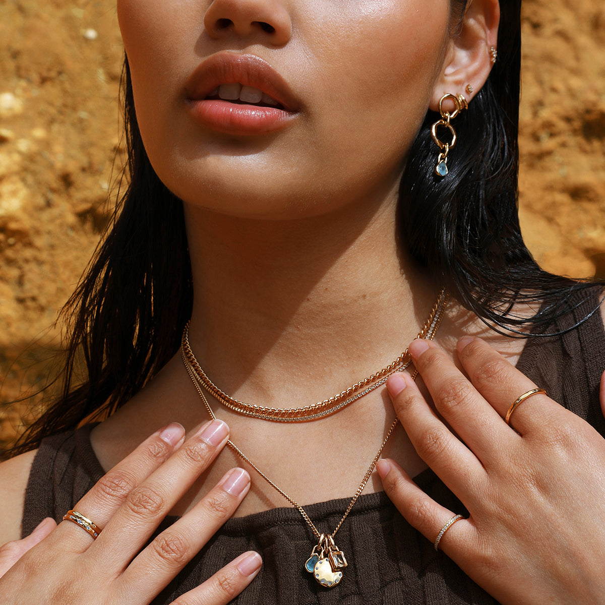 Aquamarine March Clip Charm in Gold-Astrid & Miyu