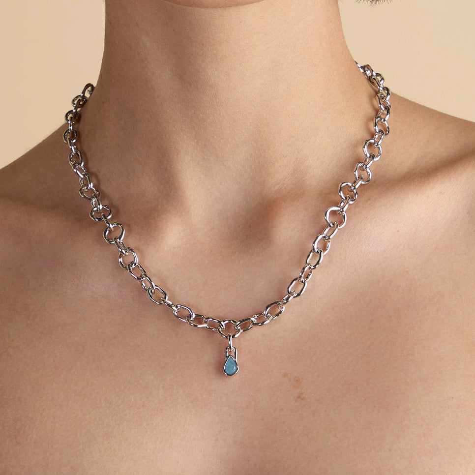 Aquamarine March Clip Charm in Silver-Astrid & Miyu