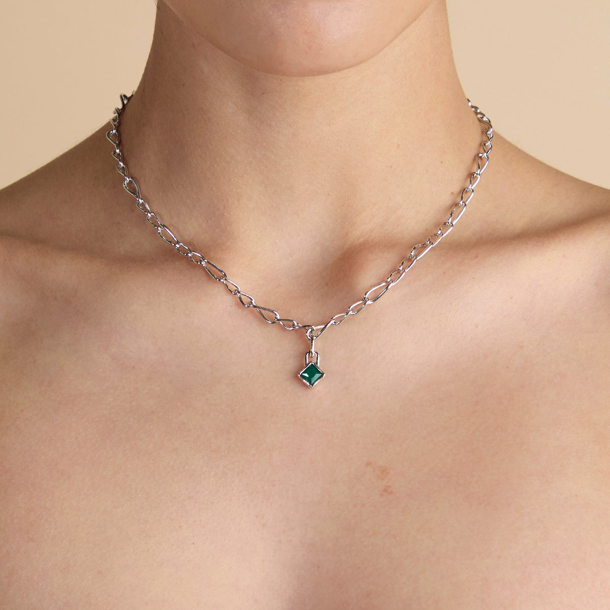 Green Agate May Clip Charm in Silver-Astrid & Miyu