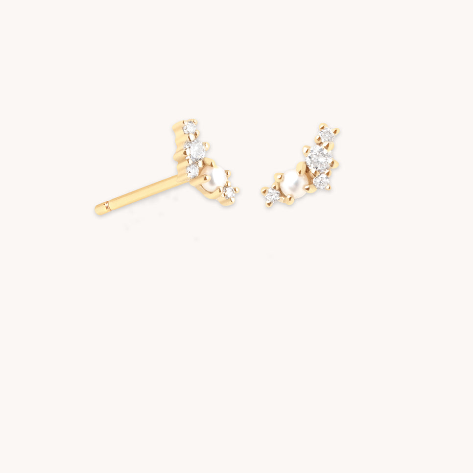 Lab Diamond & Pearl Cluster Studs-Astrid & Miyu