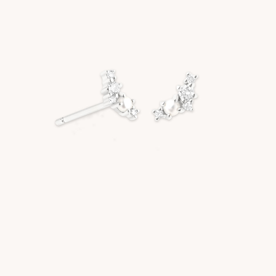 Lab Diamond & Pearl Cluster Studs-Astrid & Miyu